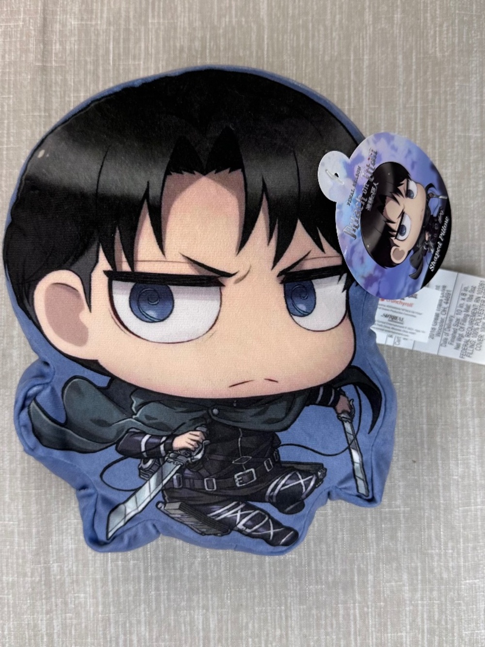 Attack on Titan Captain Levi Ackerman Final Season Anime Plush Pillow 9.5" Tags